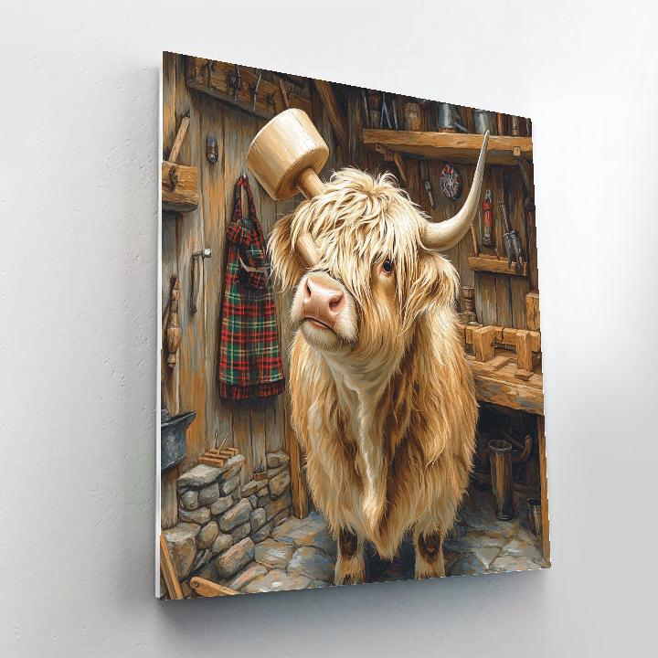 Highland Cow Workshop Tool Helper paint by numbers