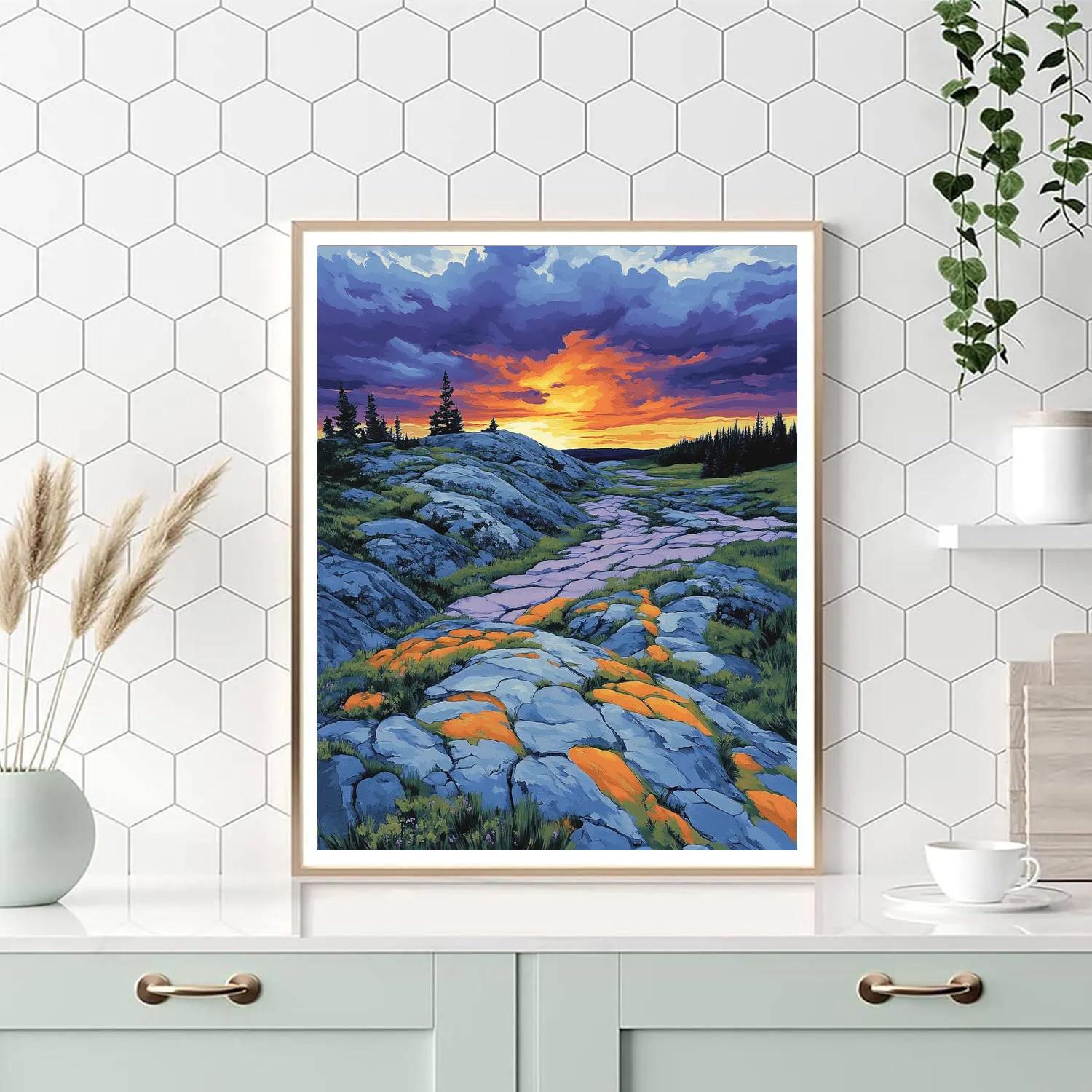 Frederick Varley Inspired Fire Sky After Rain On Granite Barrens paint by numbers