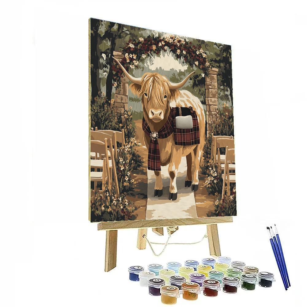 Highland Cow Wedding Ring Bearer Number painting