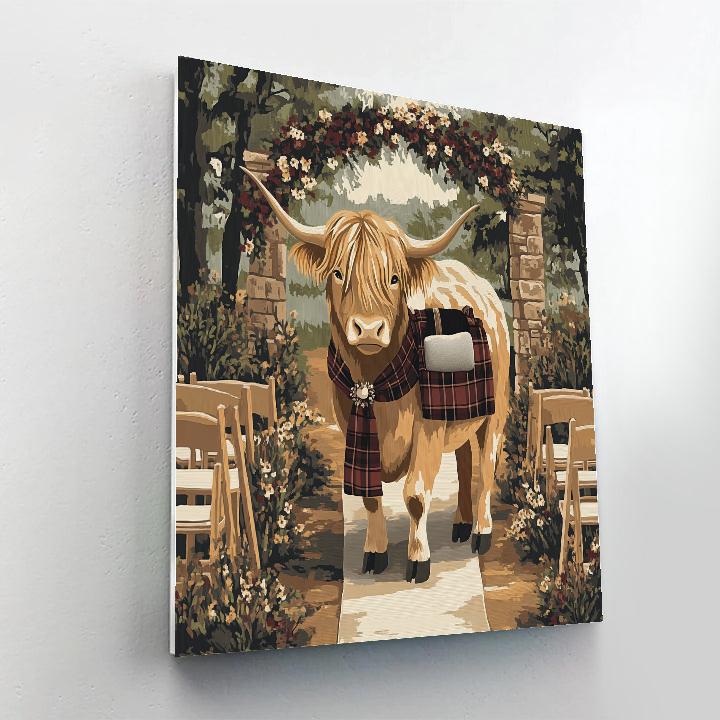 Highland Cow Wedding Ring Bearer Number painting