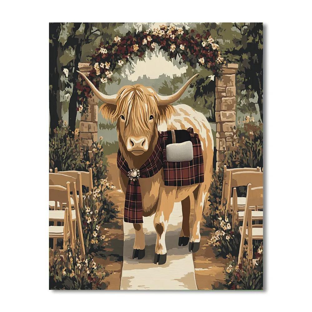 Highland Cow Wedding Ring Bearer Number painting