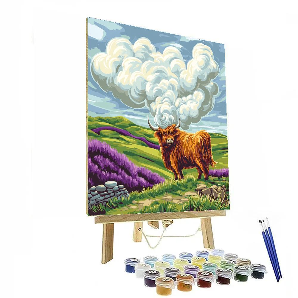 Highland Cow Cloud Shepherd paint by numbers