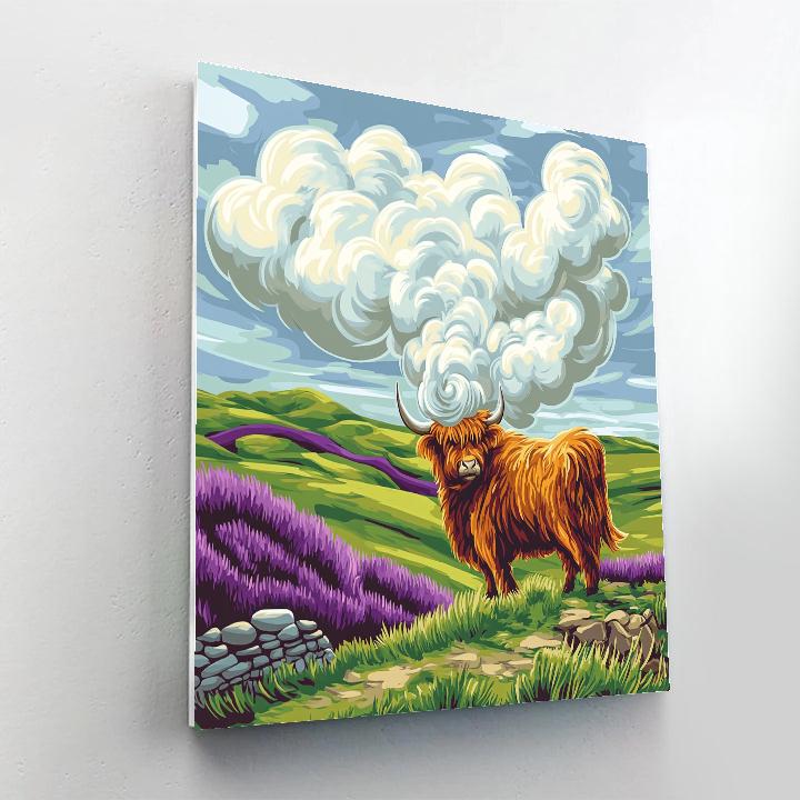 Highland Cow Cloud Shepherd paint by numbers