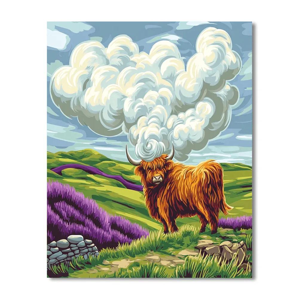 Highland Cow Cloud Shepherd paint by numbers