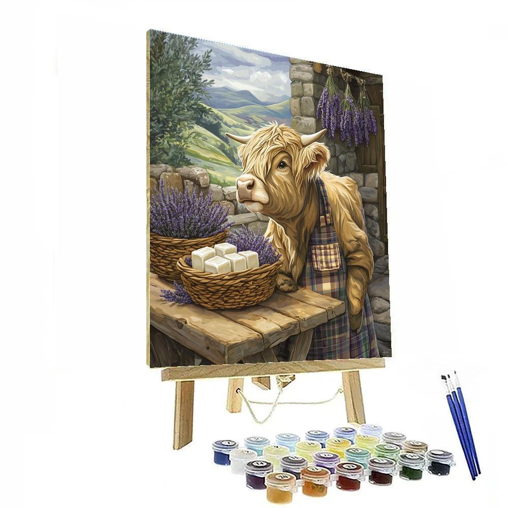 Highland Cow Lavender Soap Maker Paint by numbers art