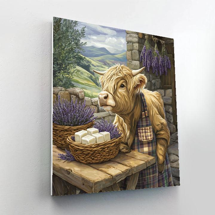 Highland Cow Lavender Soap Maker Paint by numbers art