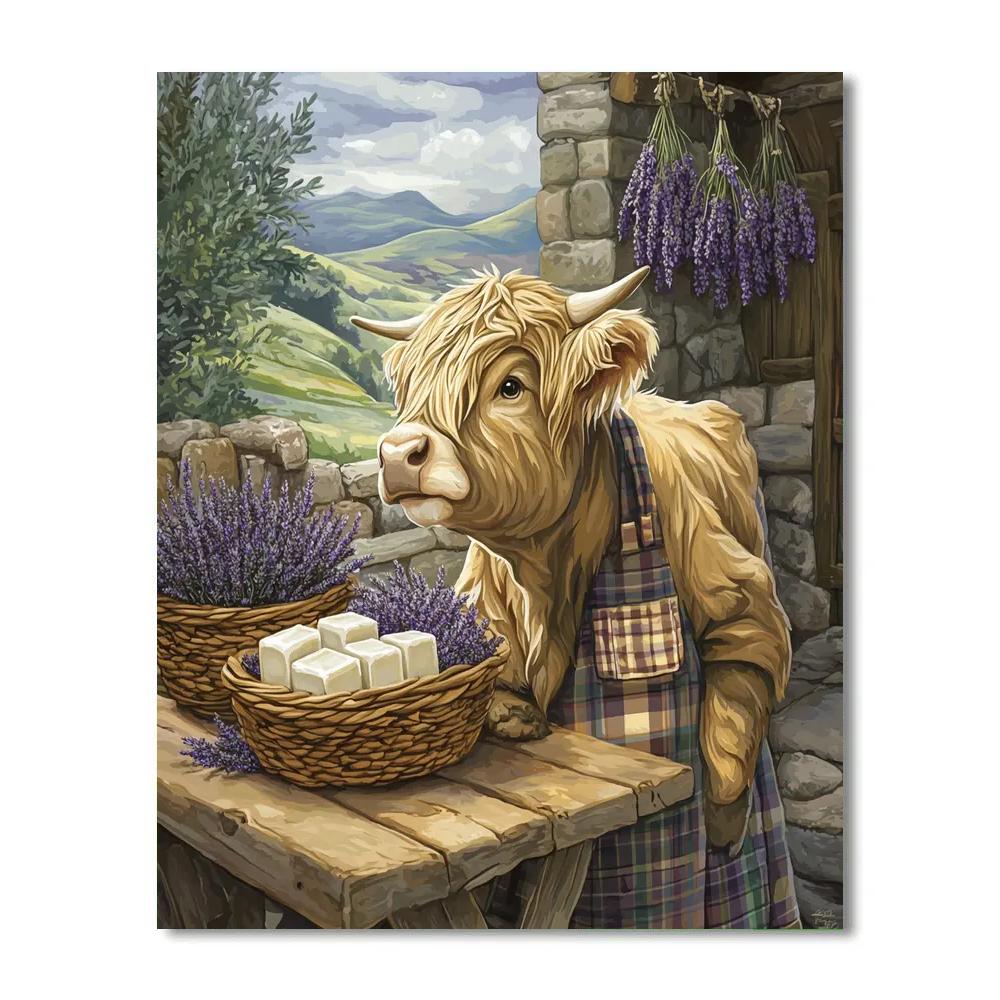 Highland Cow Lavender Soap Maker Paint by numbers art