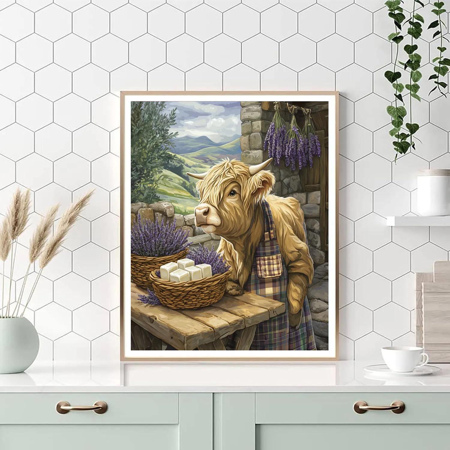Highland Cow Lavender Soap Maker Paint by numbers art