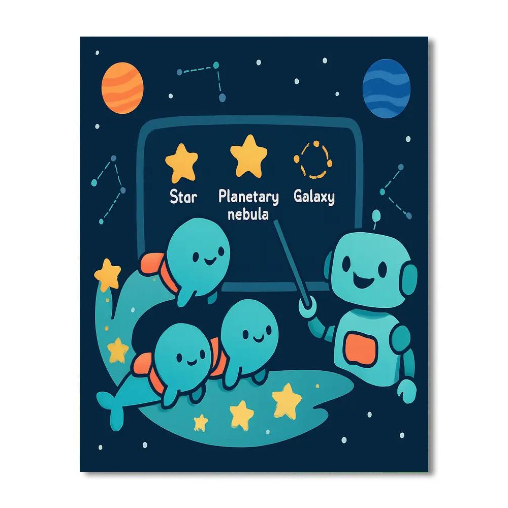 Comet School For Baby Space Whales Painting by numbers kit