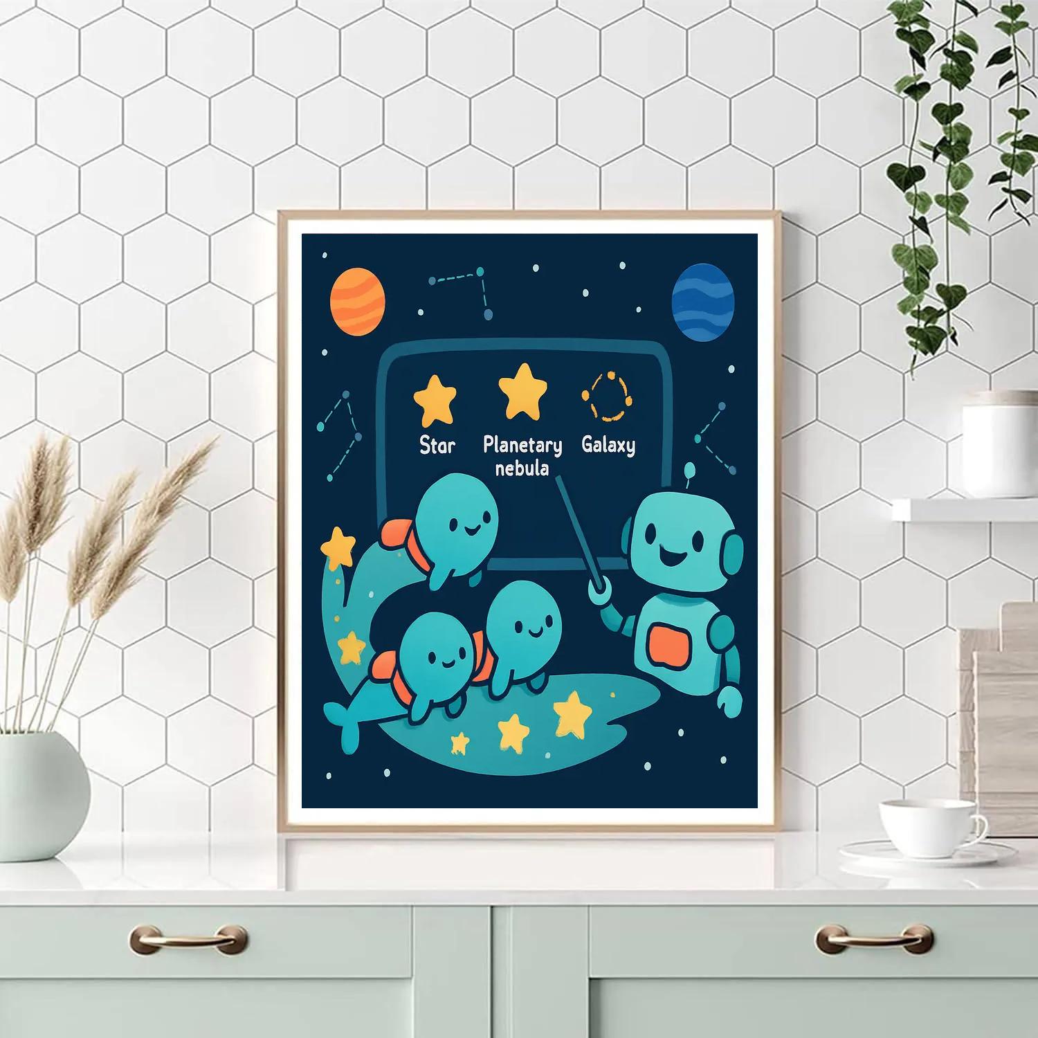 Comet School For Baby Space Whales Painting by numbers kit
