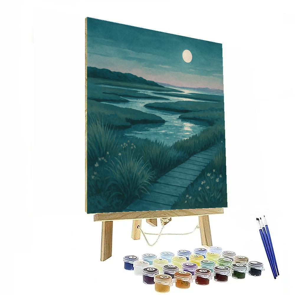Moonlit Saltmarsh Lantern Tide Painting by numbers kit