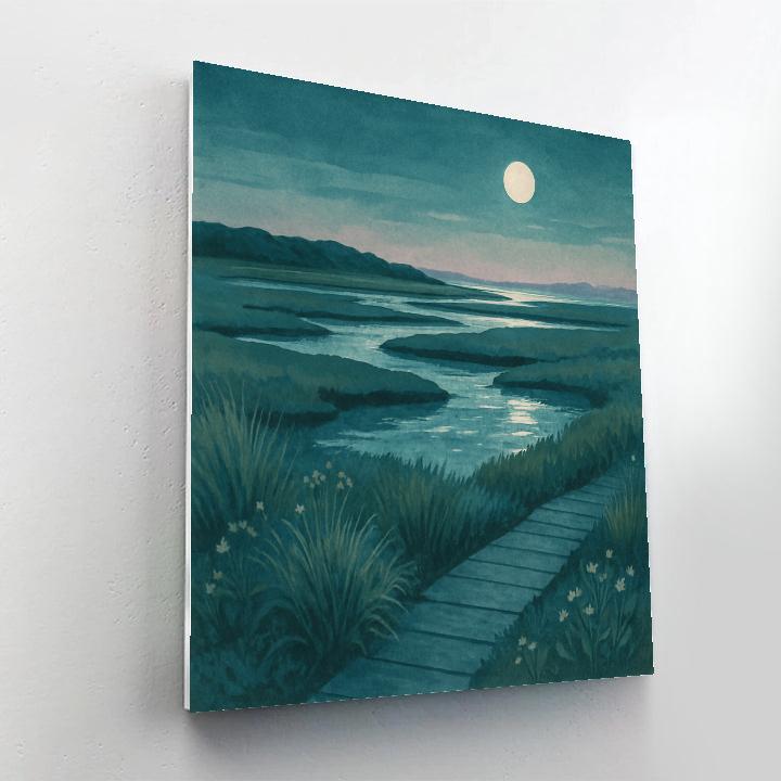 Moonlit Saltmarsh Lantern Tide Painting by numbers kit