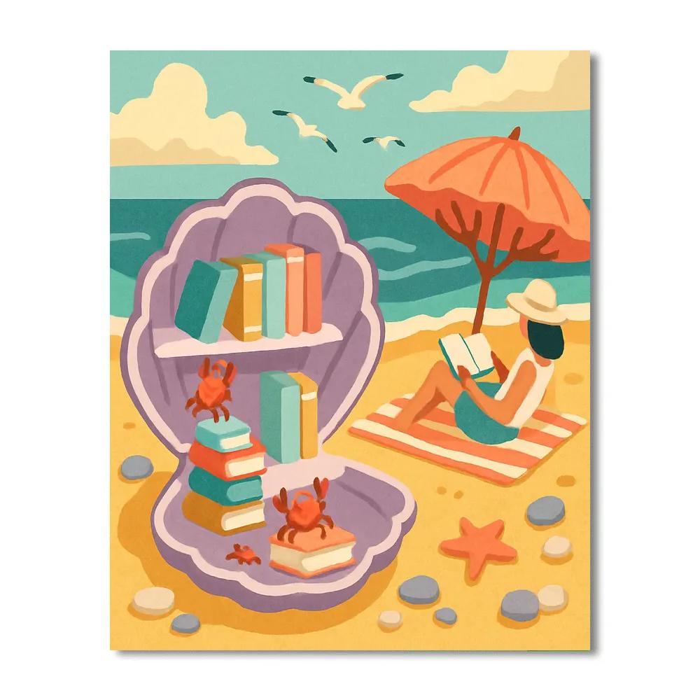 Beach Tidepool Library Retreat paint by numbers