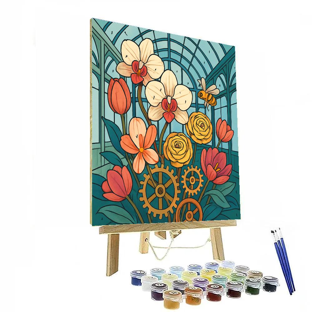 Flowers In The Clockwork Conservatory paint by number