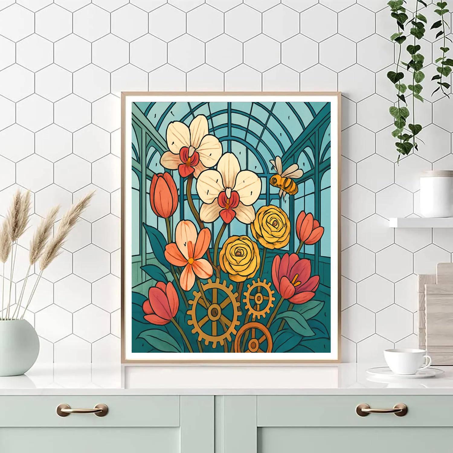 Flowers In The Clockwork Conservatory paint by number