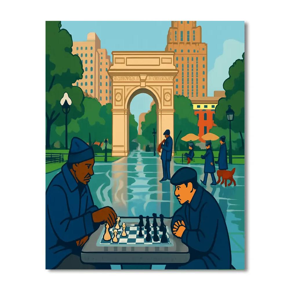 Street Chess In New York After The Rain DIY paint by numbers