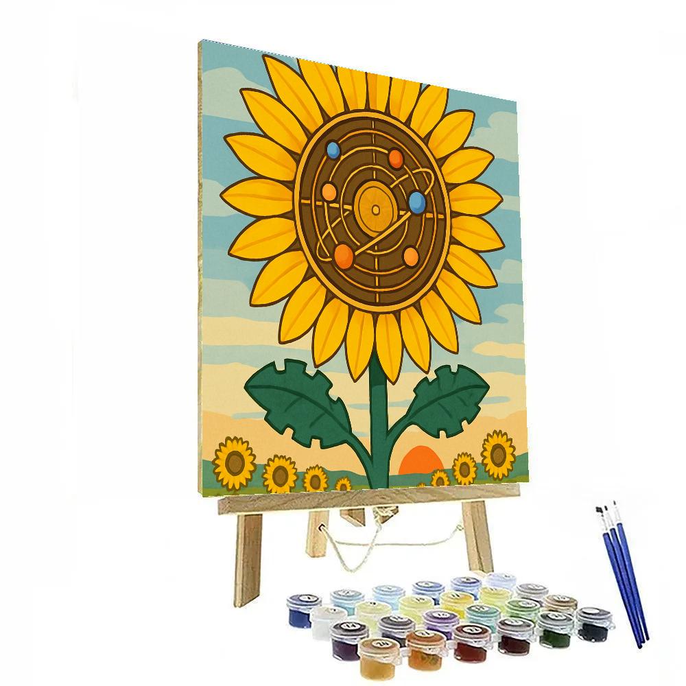 Clockwork Sunflower Orrery Garden paint by numbers