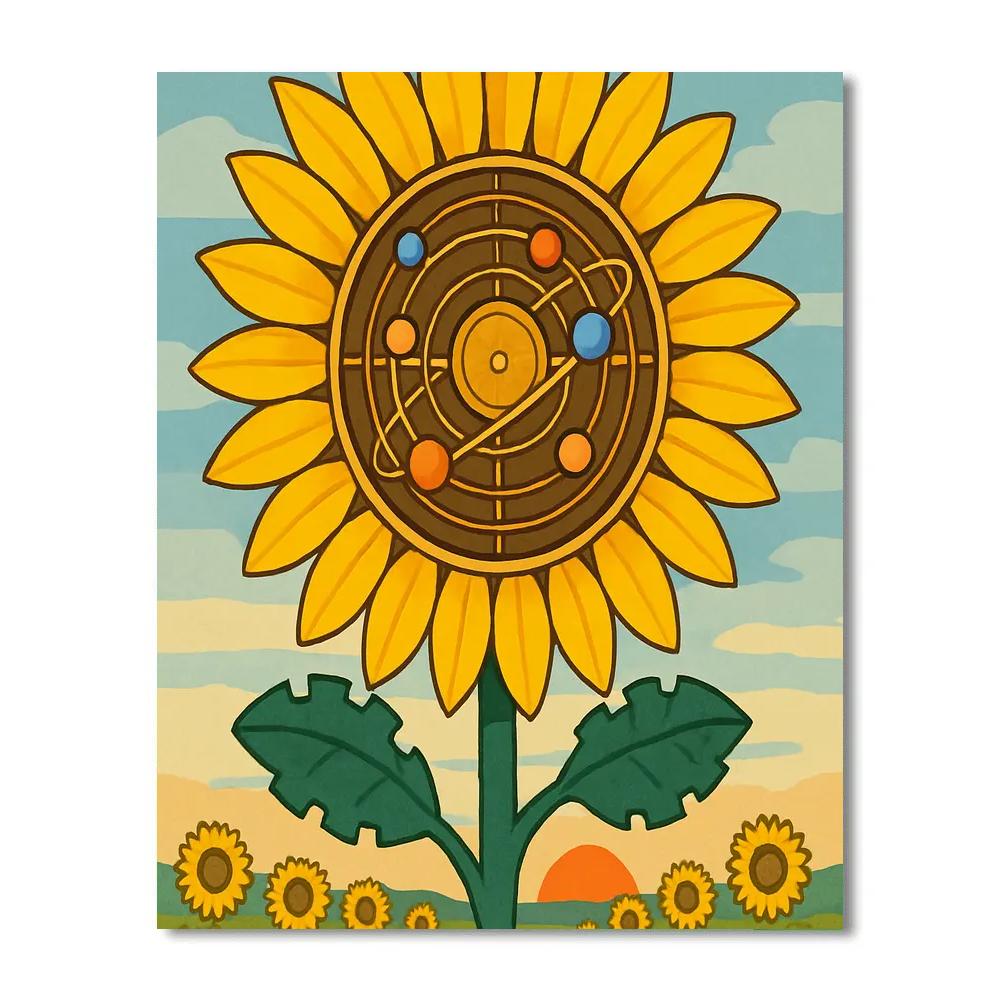 Clockwork Sunflower Orrery Garden paint by numbers