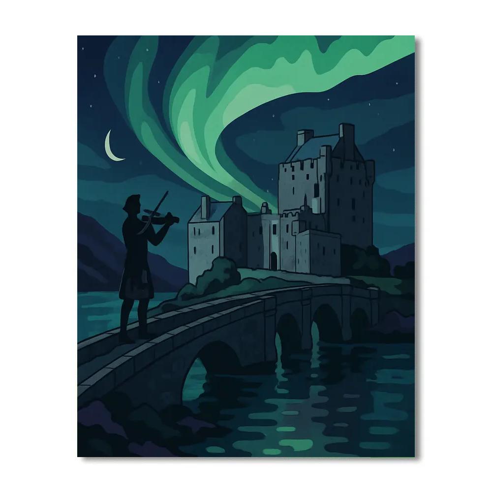 Scotland Bound Aurora Over Eilean Donan paint by numbers