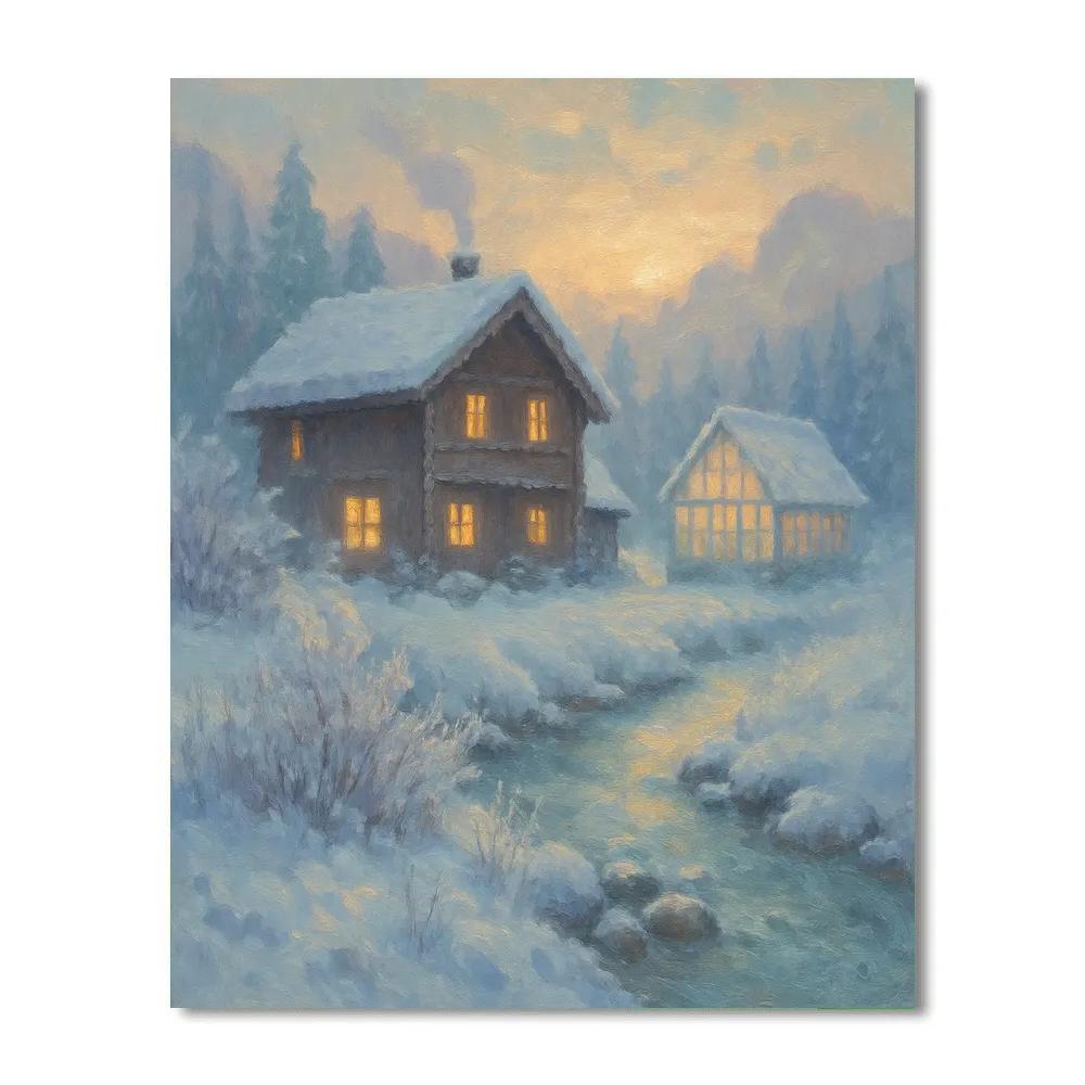 Sunrise Hearth At The Glasshouse Chalet Number painting