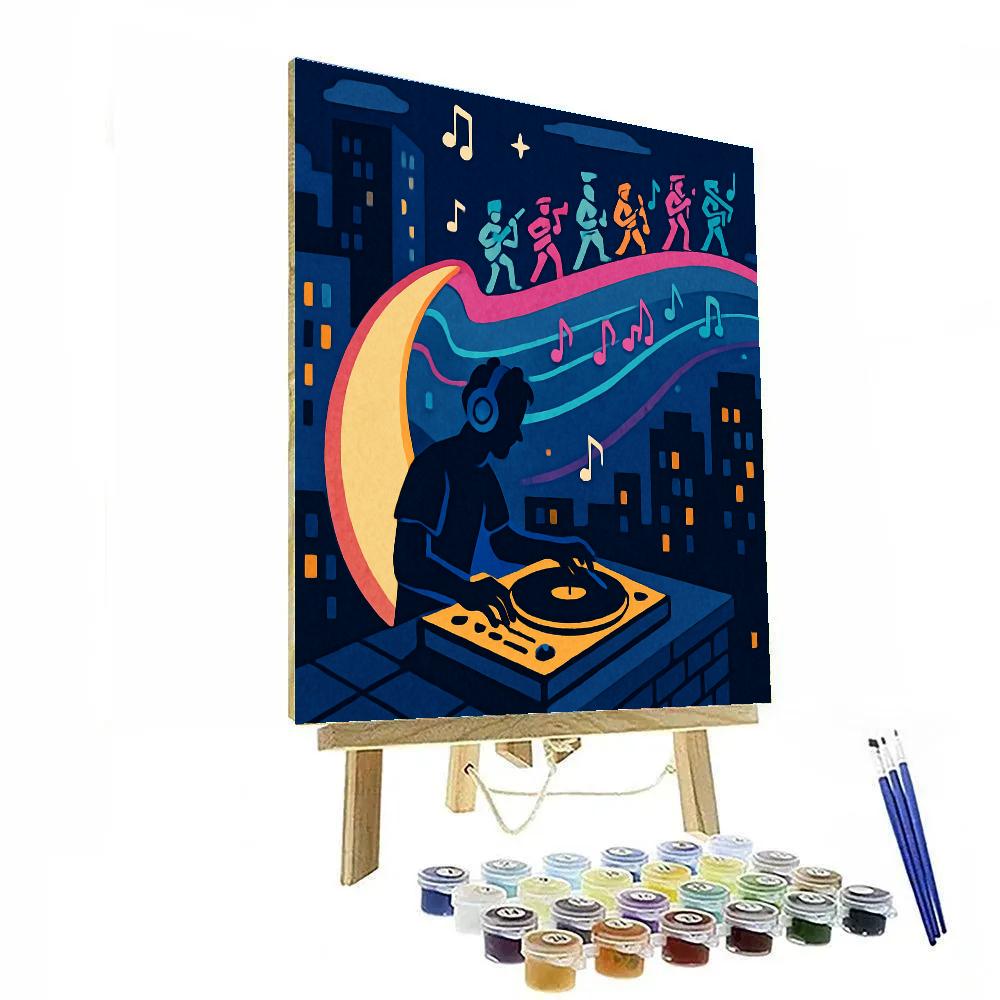 Skyline Parade With Music Pulse Lines Number painting