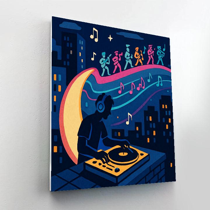 Skyline Parade With Music Pulse Lines Number painting