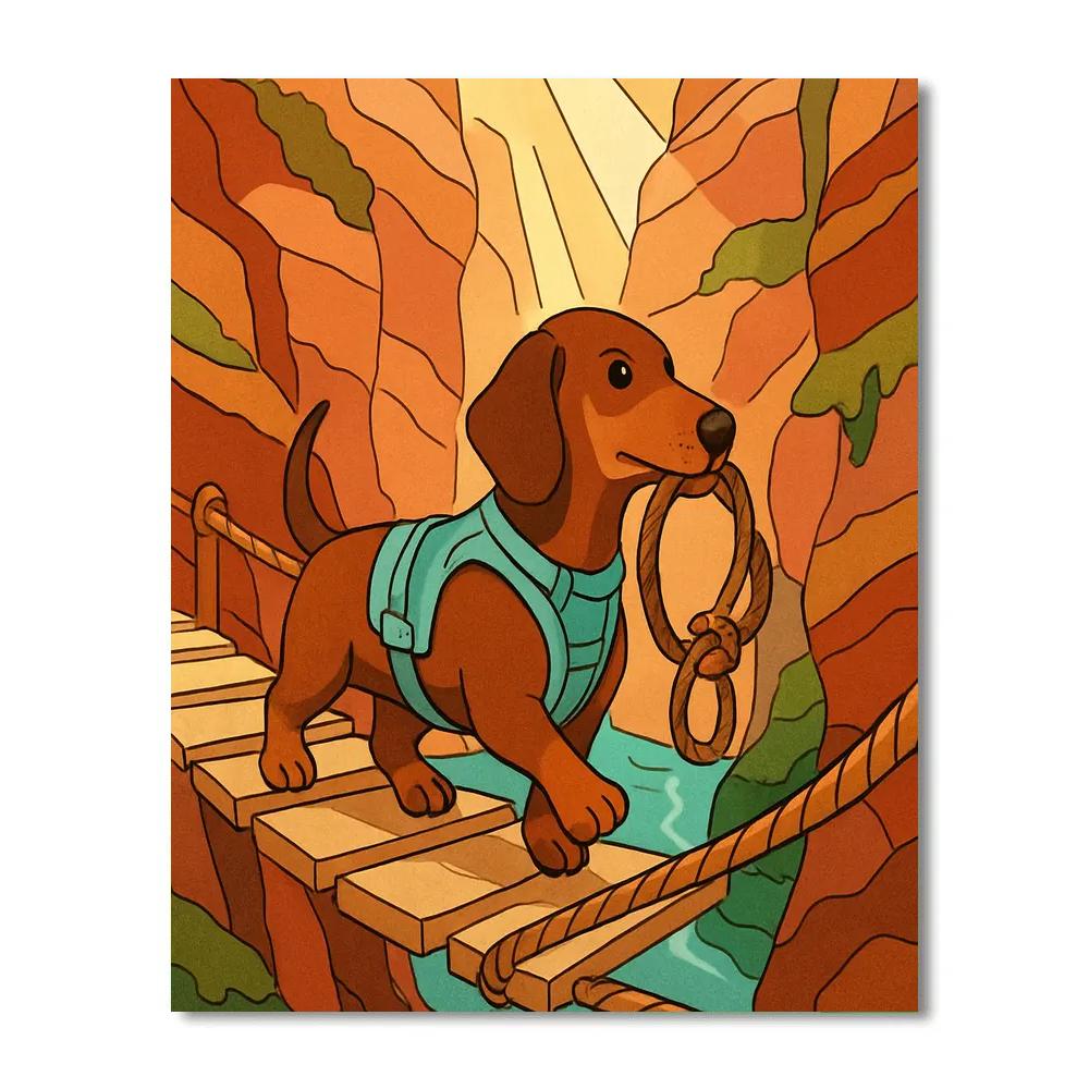 Mossy Canyon Trail With Dog Companion DIY paint by numbers