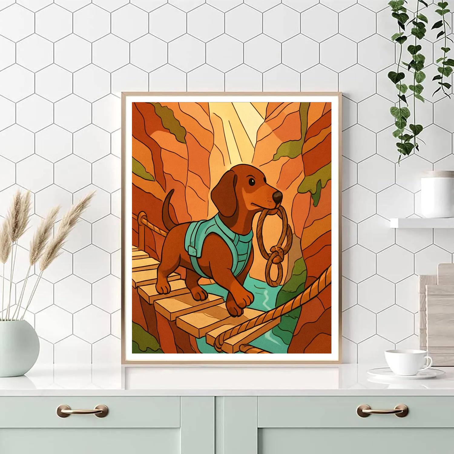 Mossy Canyon Trail With Dog Companion DIY paint by numbers