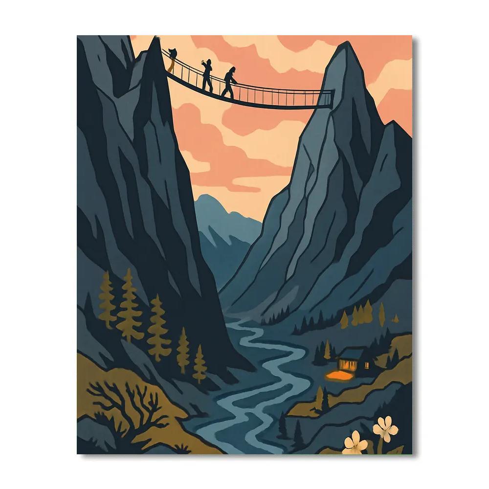 Skyway Expedition With Mountain Lantern Valley paint by number