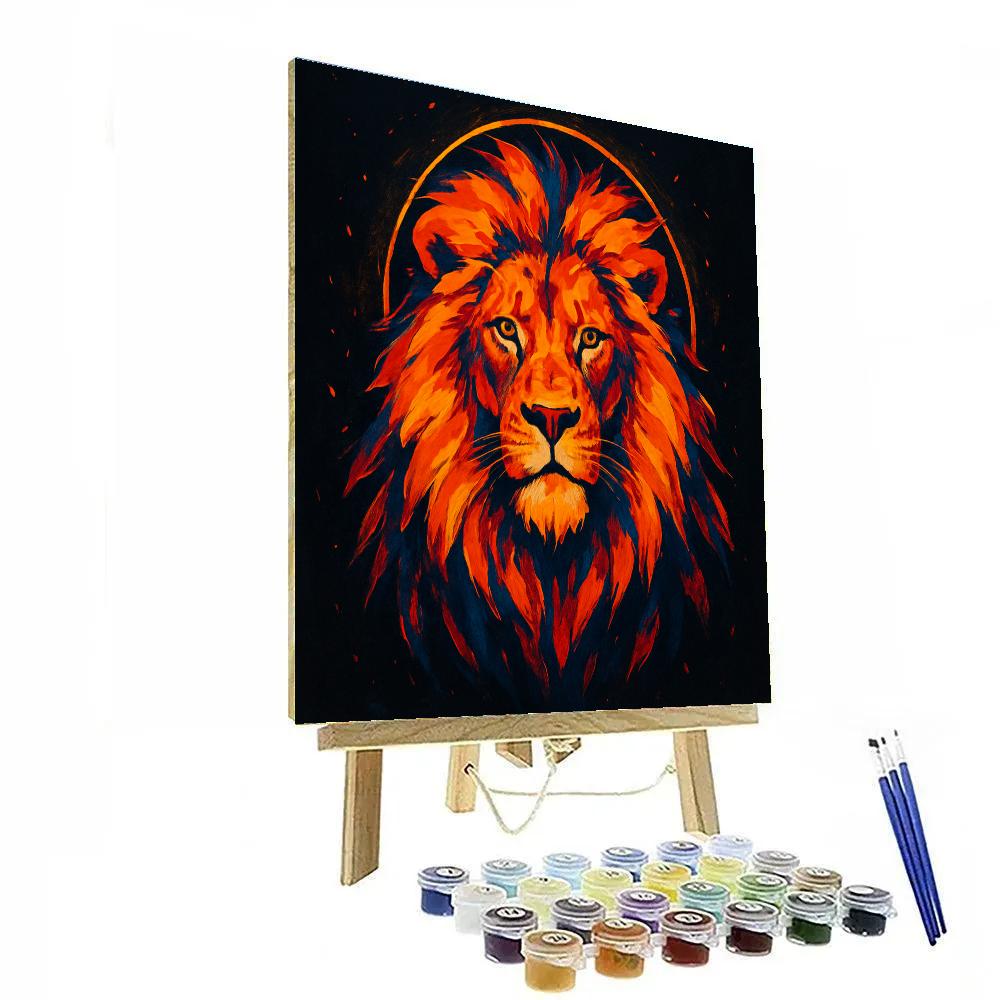 Solar Crown Lion Portrait Number painting