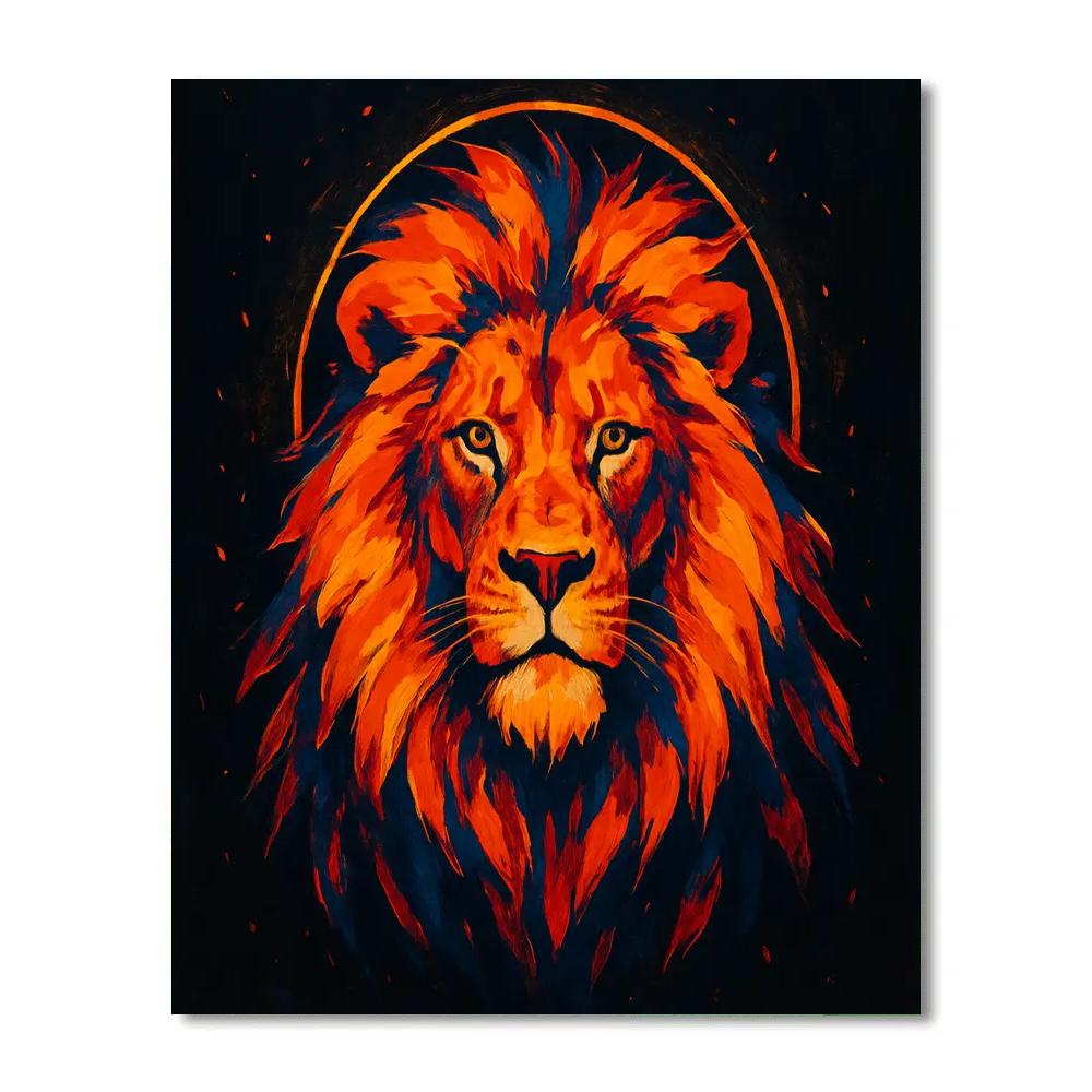 Solar Crown Lion Portrait Number painting
