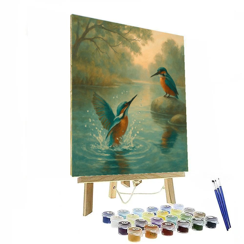 Kingfisher Splash In A Quiet River Bend Paint by numbers kits