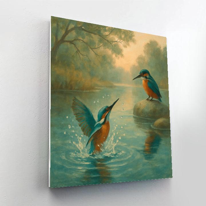Kingfisher Splash In A Quiet River Bend Paint by numbers kits