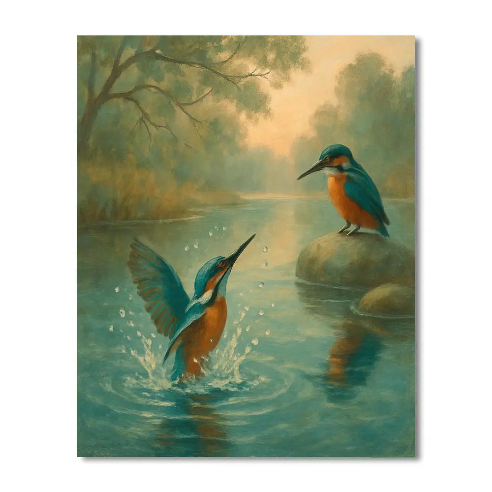 Kingfisher Splash In A Quiet River Bend Paint by numbers kits