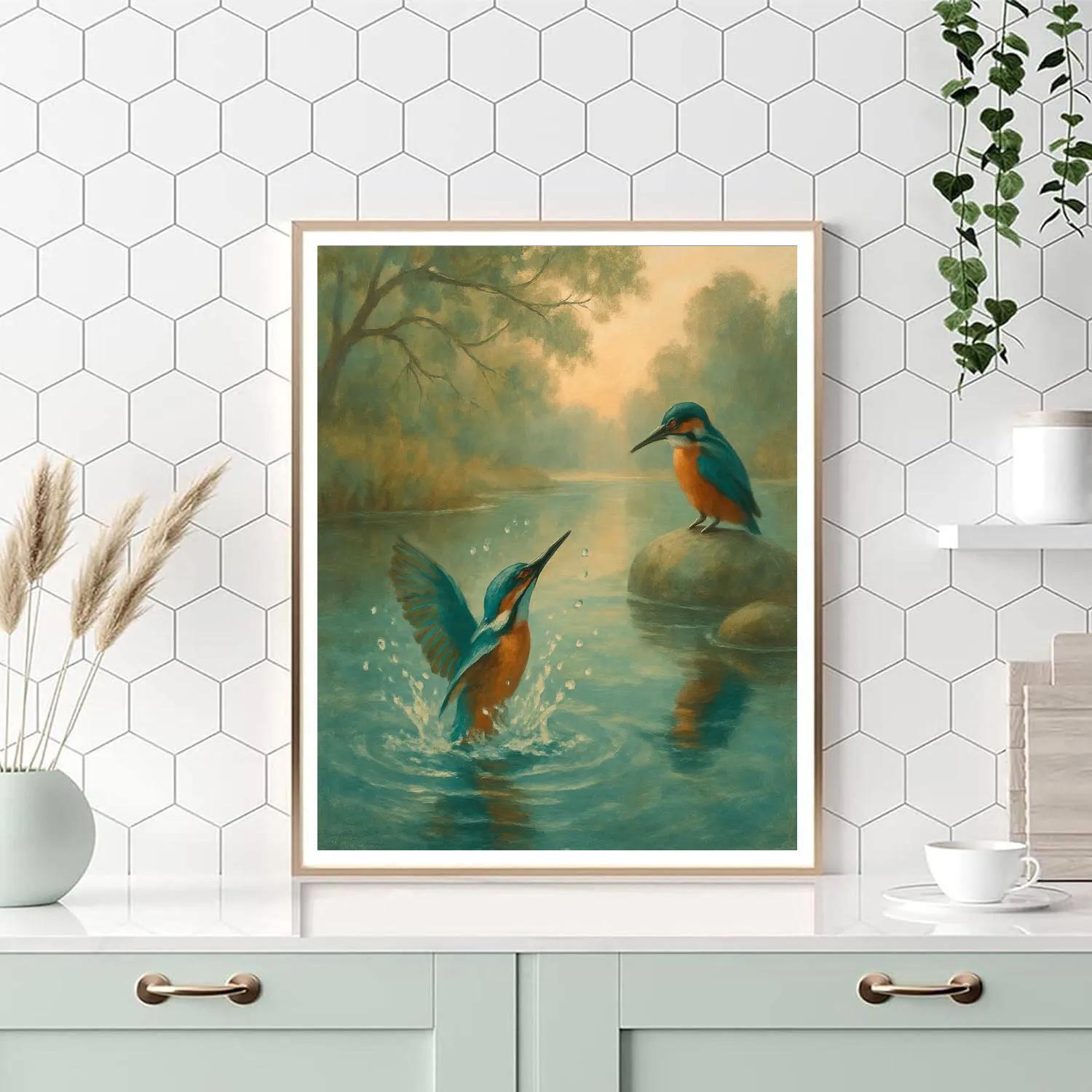 Kingfisher Splash In A Quiet River Bend Paint by numbers kits
