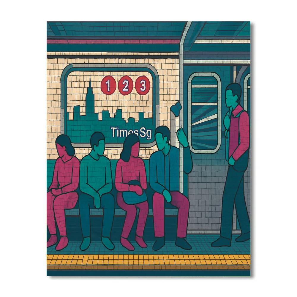 New York Neon Subway Mosaic paint by color