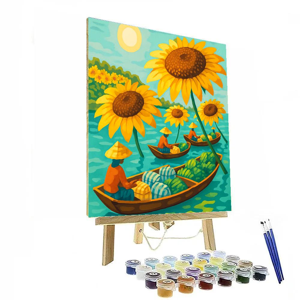 River Market Under Sunflower Canopies painting number kit