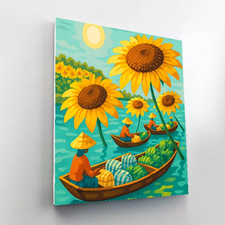 River Market Under Sunflower Canopies painting number kit