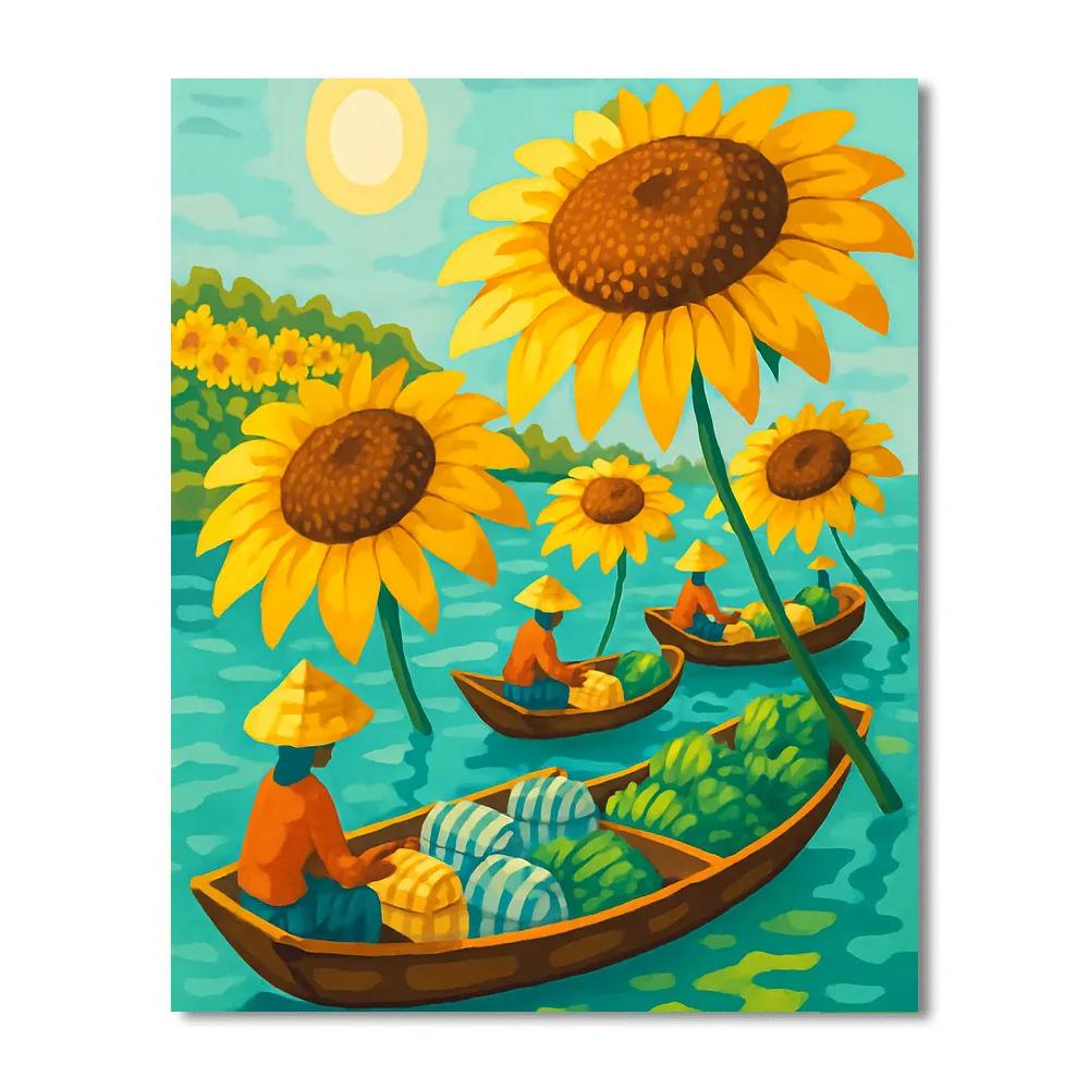 River Market Under Sunflower Canopies painting number kit