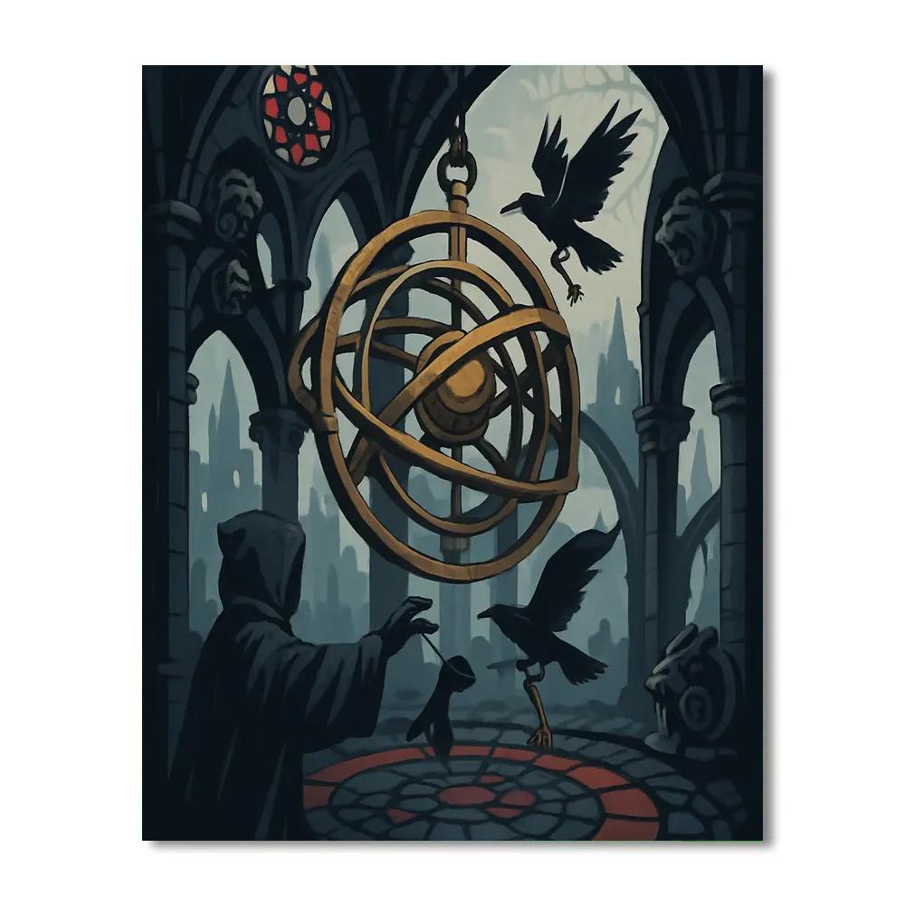 Clockwork Cathedral Gothic Atrium Number painting