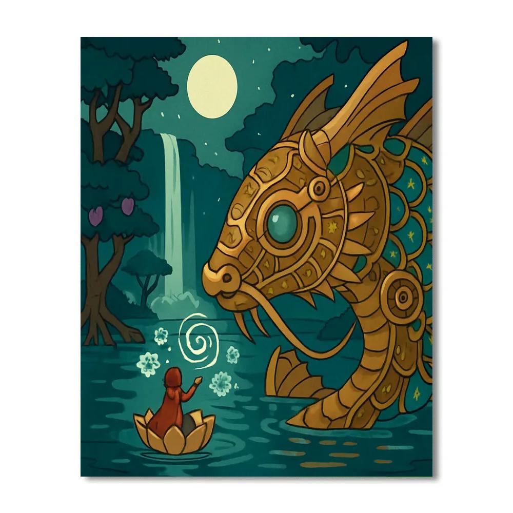 Clockwork Koi Fantasy Lagoon Number painting