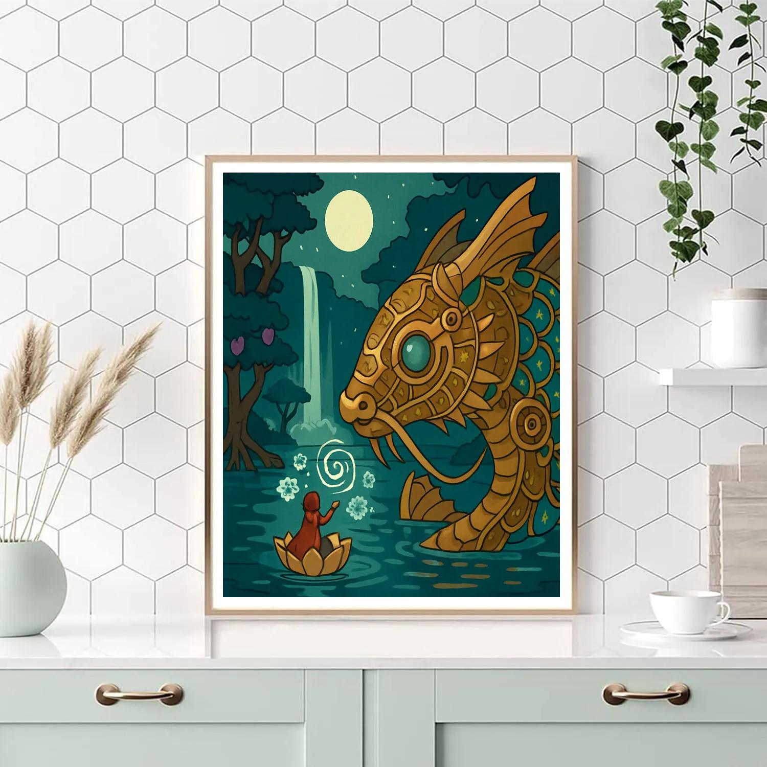 Clockwork Koi Fantasy Lagoon Number painting