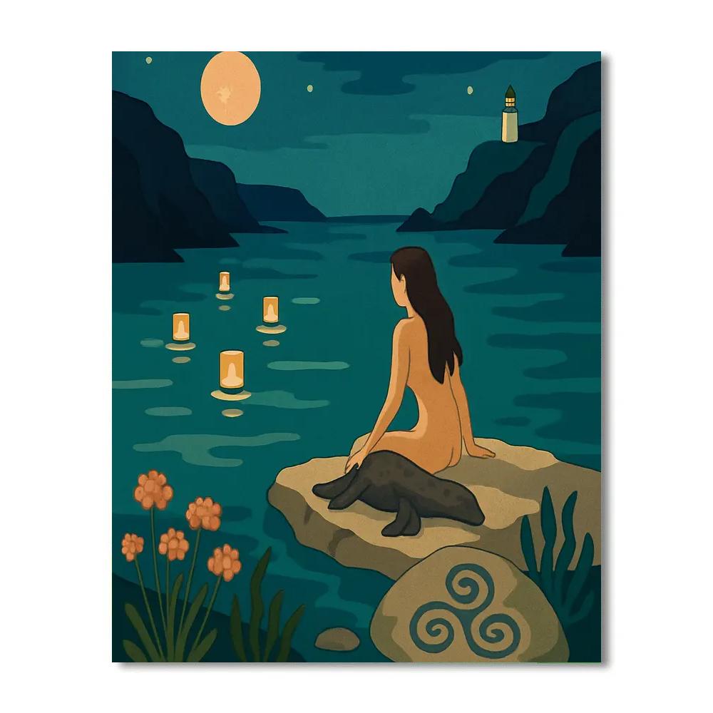 Lanternlit Selkie Bay In Ireland Numbered painting kits