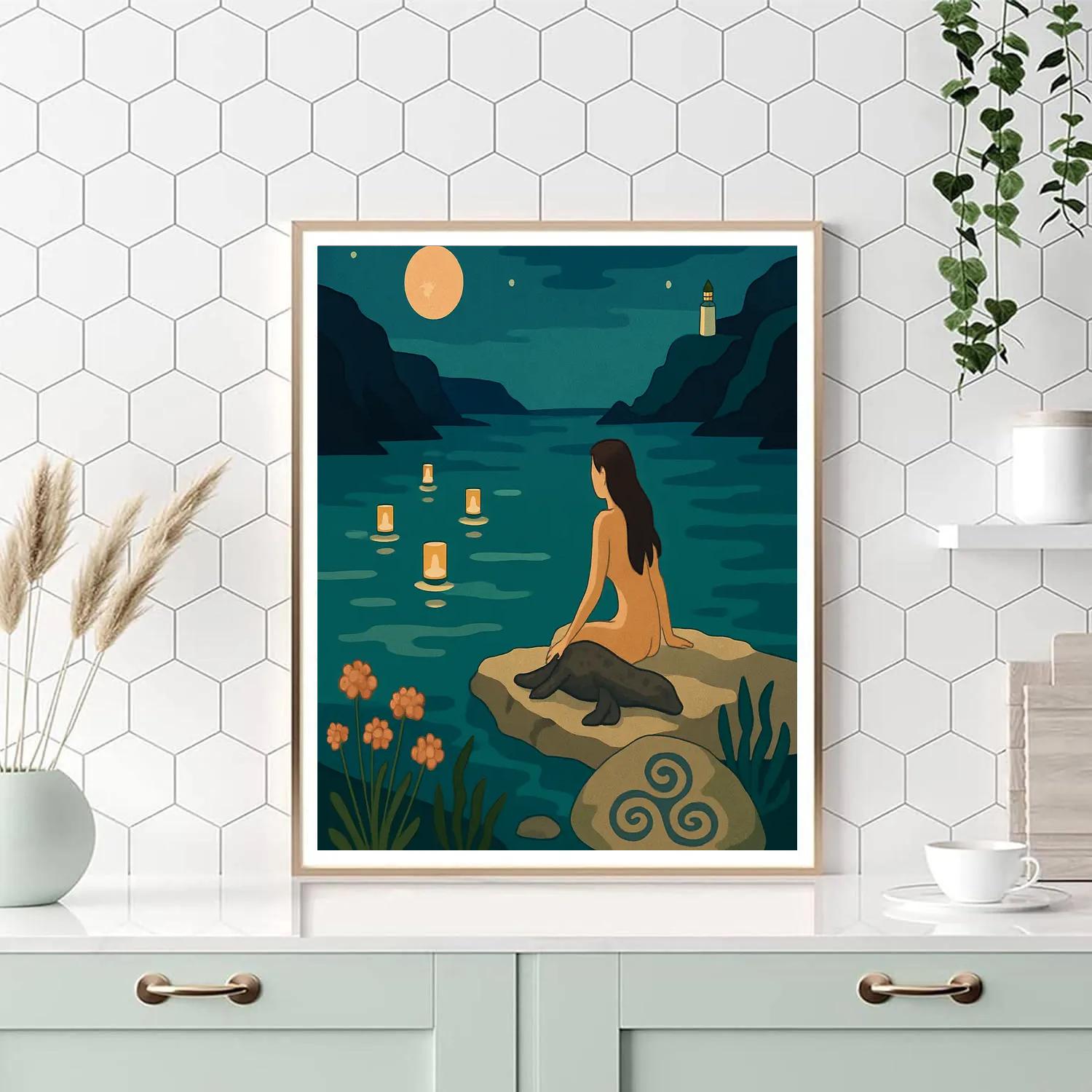 Lanternlit Selkie Bay In Ireland Numbered painting kits