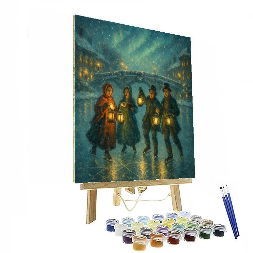 Aurora Carolers By The Frozen Canal Painting by numbers kit