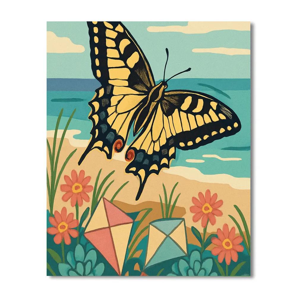 Kite Tails And Butterfly Shadows paint by color