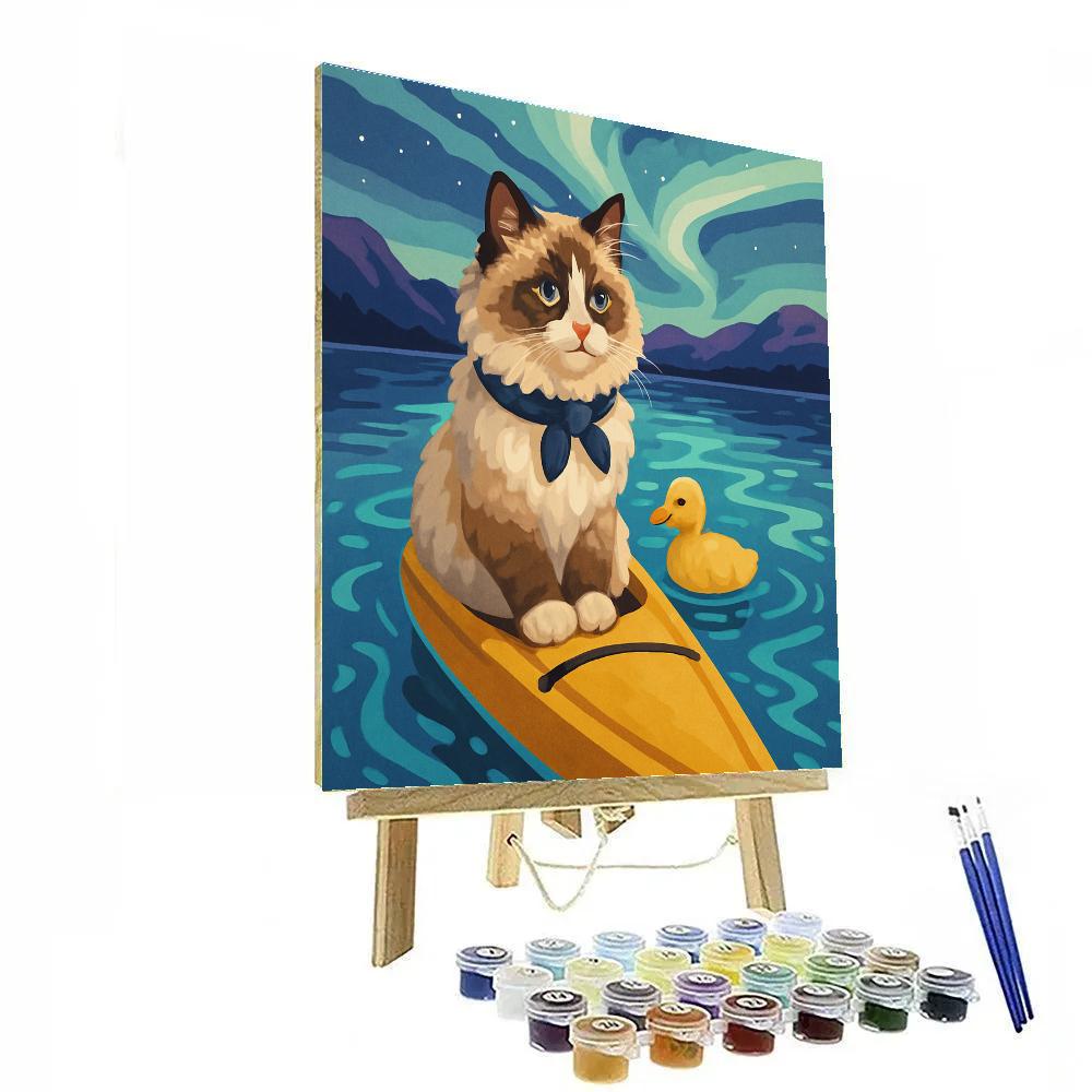 Starlit Kayak With Cat Navigator DIY paint by numbers