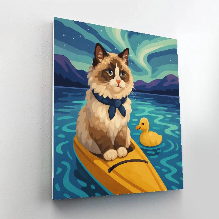 Starlit Kayak With Cat Navigator DIY paint by numbers