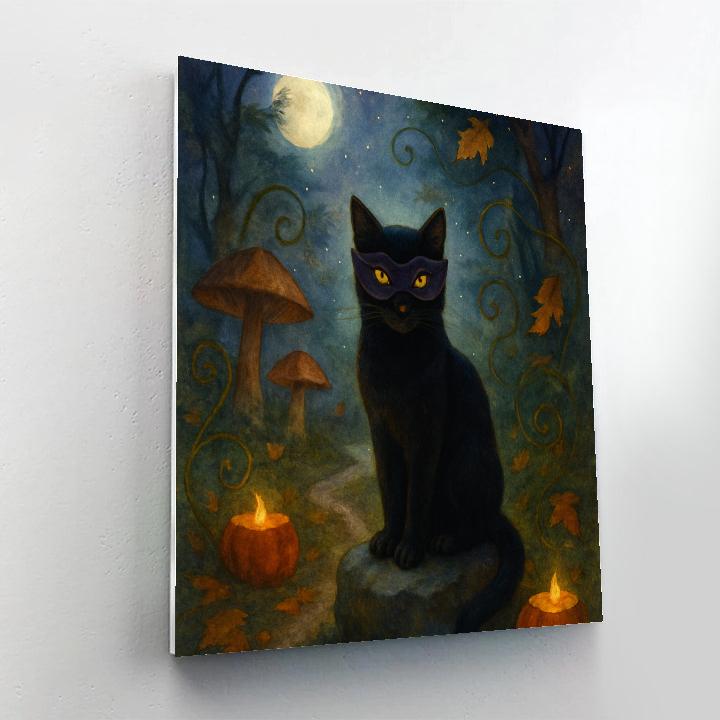 Moonlit Mushroom Garden Masquerade Number painting