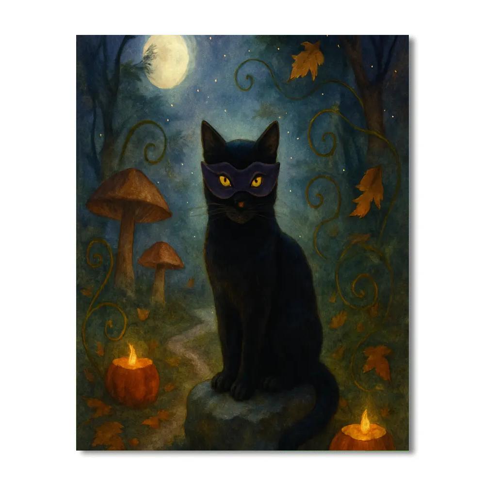 Moonlit Mushroom Garden Masquerade Number painting